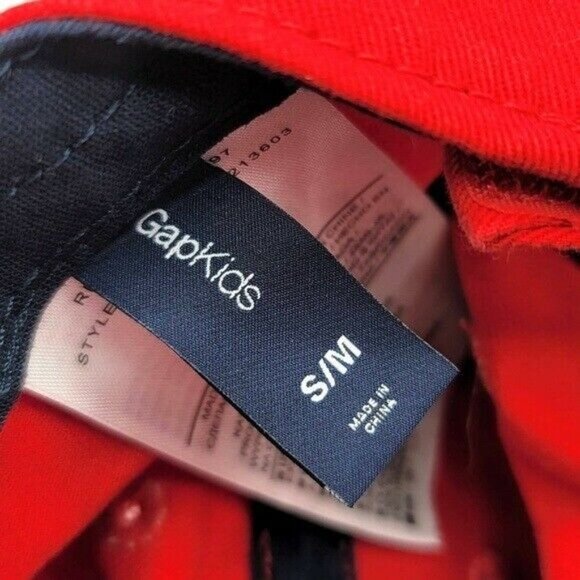 2/$15 GAP Kids Baseball Hat Red Small Medium Applique Spell Out Hook Loop Logo - Picture 9 of 9